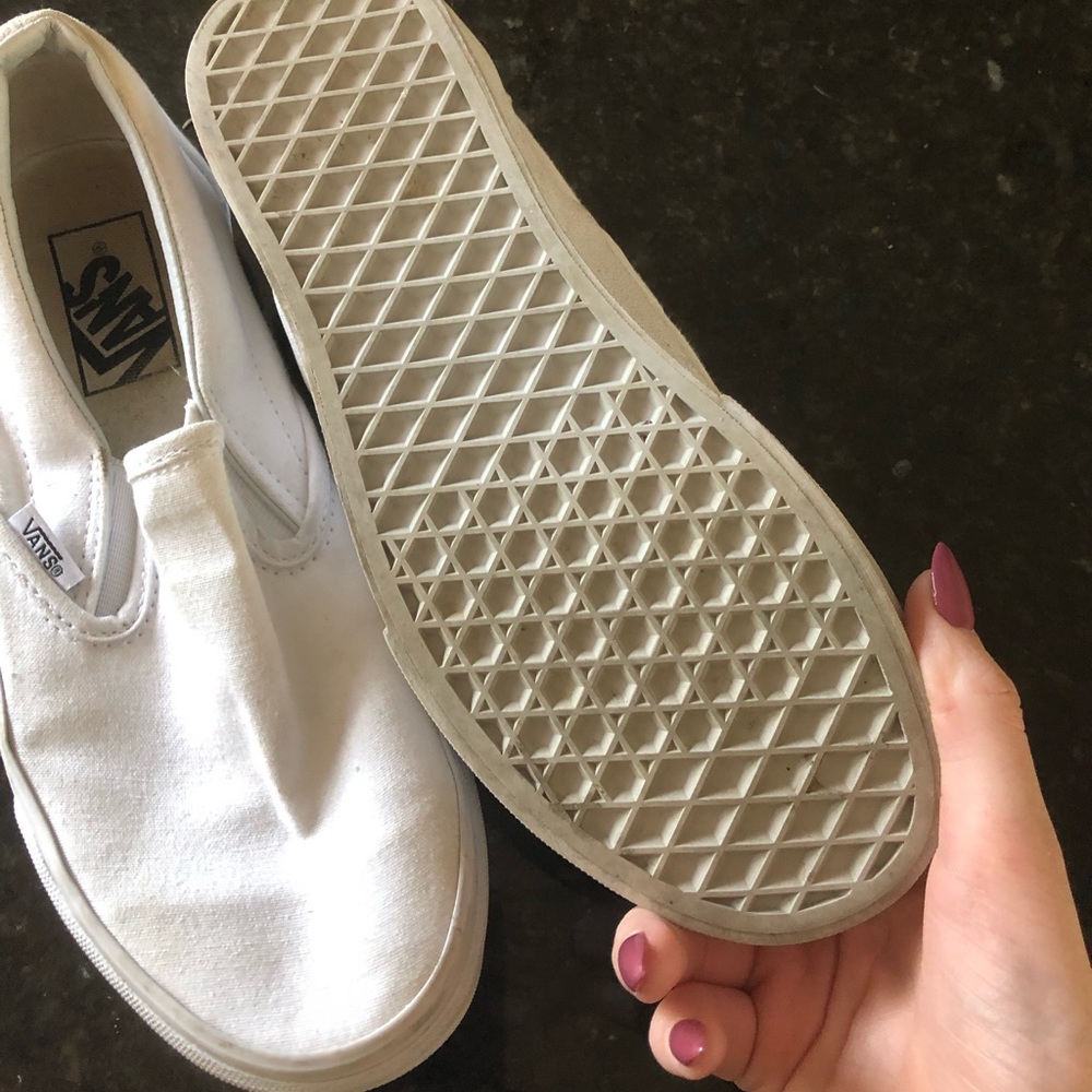 White slip on vans